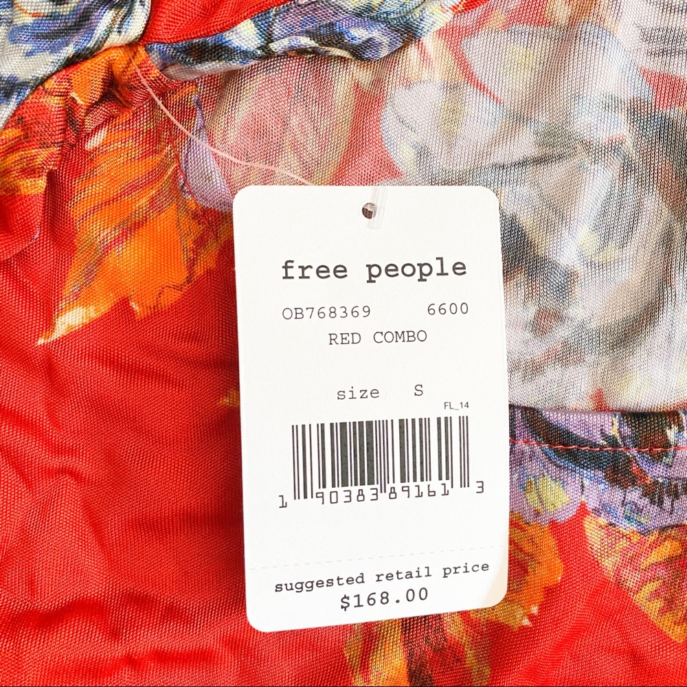 FREE PEOPLE 2 AM Floral Print Mini Dress Red Large - Picture 7 of 8